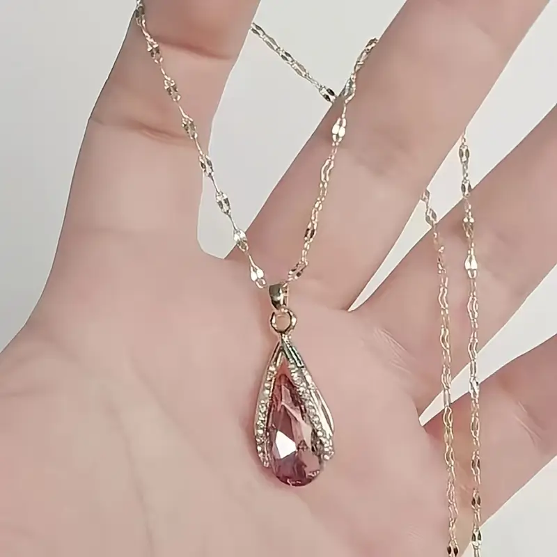 1pc Exquisite And Stylish Faux Crystal Pendant Necklace, Perfect As A Gift For Birthdays Or Any Special Occasion
