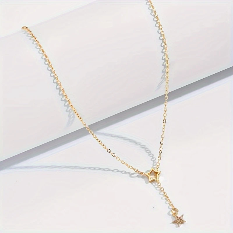 Exquisite Shiny Star Y-Shaped Clavicle Chain Necklace For Women Dating Party Jewelry，women Gift