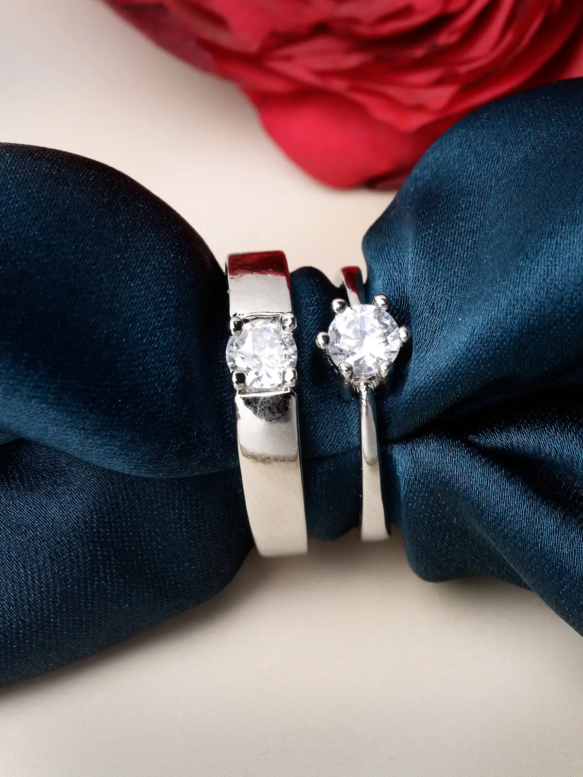 Couple Rings Pair Adjustable Love Couple Rings set Gift for Girls and Boys Silver High Quality Zircon Simple resizable