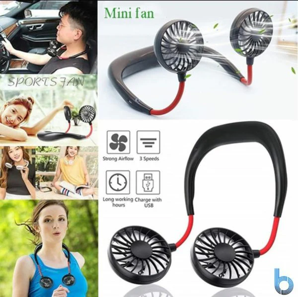 Neck Fan Adjustment Fan Hands-free Hanging Rechargeable Mini Sports Fans 3 Gears Wearable Sport Fan